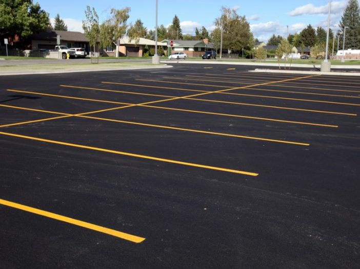 Parking lot line stripping