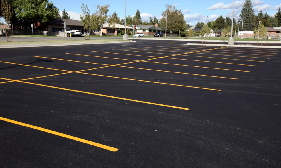 Parking lot line stripping