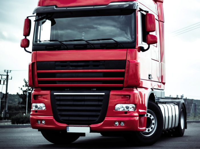 Heavy truck on a driveway