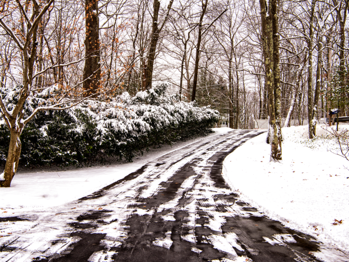 Snow on a driveway